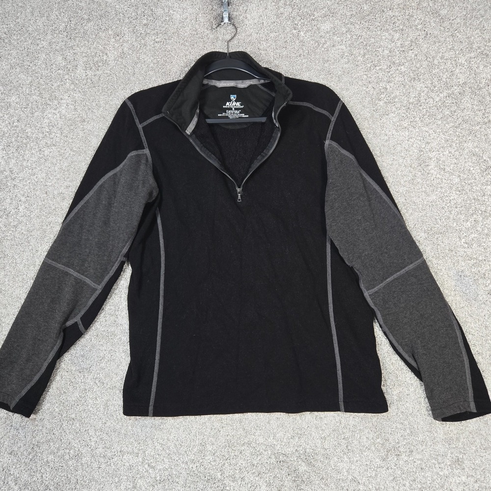 Kuhl Kashmira Fleece Mens Small 1/4 Zip Pullover Hiking lightweight Black gray